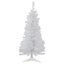 Northlight 4ft. Pre-Lit White Rockport Pine Artificial Christmas Tree, Green Lights