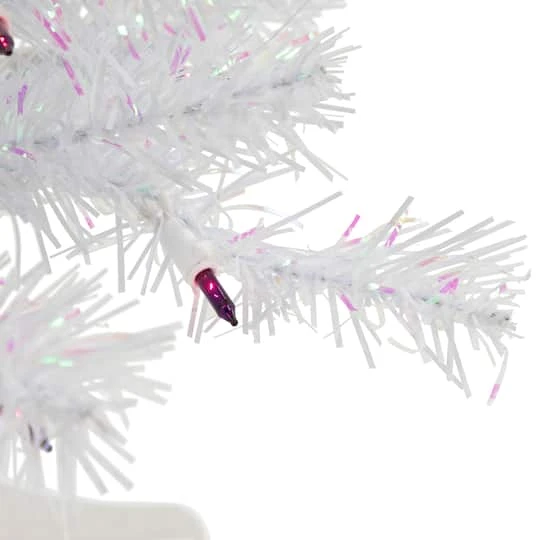 Northlight 2ft. Pre-Lit White Rockport Pine Artificial Christmas Tree, Purple Lights 5 Northlight 2ft. Pre-Lit White Rockport Pine Artificial Christmas Tree, Purple Lights - Image 3