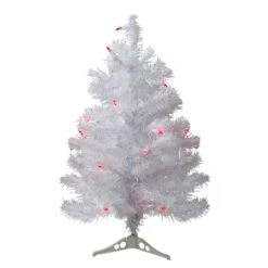 Northlight 2ft. Pre-Lit White Pine Slim Artificial Christmas Tree, Pink Lights