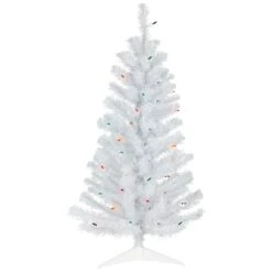 Northlight 3ft. Pre-lit White Pine Artificial Christmas Tree, Multicolor Lights