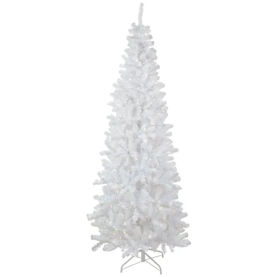 Northlight 7.5ft. Pre-Lit White Georgian Pine Pencil Artificial Christmas Tree, Warm White LED Lights 4 Northlight 7.5ft. Pre-Lit White Georgian Pine Pencil Artificial Christmas Tree, Warm White LED Lights - Image 2