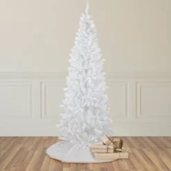 Northlight 7.5ft. Pre-Lit White Georgian Pine Pencil Artificial Christmas Tree, Warm White LED Lights 11 Northlight 7.5ft. Pre-Lit White Georgian Pine Pencil Artificial Christmas Tree, Warm White LED Lights -Northlight Shop D810158S 2