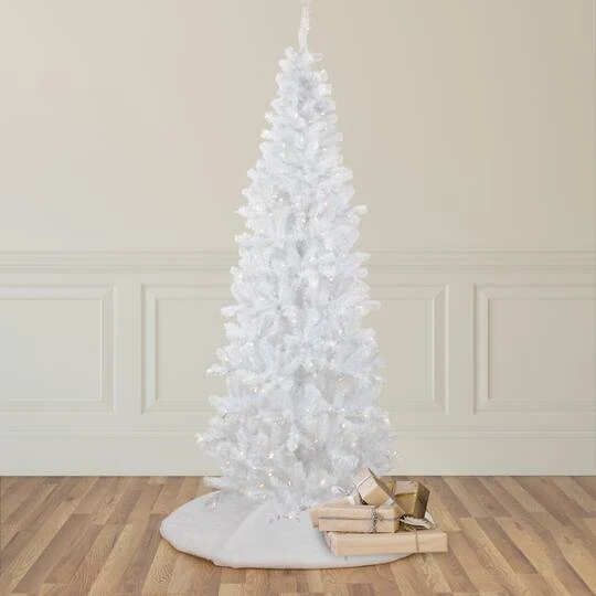 Northlight 7.5ft. Pre-Lit White Georgian Pine Pencil Artificial Christmas Tree, Warm White LED Lights 5 Northlight 7.5ft. Pre-Lit White Georgian Pine Pencil Artificial Christmas Tree, Warm White LED Lights - Image 3