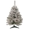 Northlight 3ft. Pre-Lit Flocked Madison Pine Medium Artificial Christmas Tree, Multicolor Lights -Northlight Shop D810171S 1