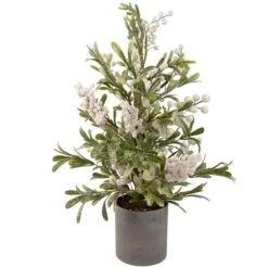 Northlight 2ft. Unlit Potted White Berry & Frosted Pine Christmas Tree