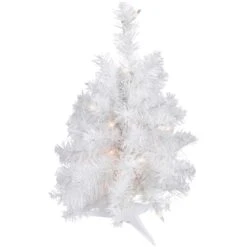 Northlight 18" Pre-Lit Medium Snow White Artificial Christmas Tree, Clear Lights