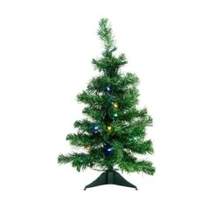 Northlight 2ft. Pre-Lit Mixed Classic Pine Artificial Christmas Tree, Multicolor LED Lights
