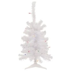 Northlight 2ft. Pre-Lit Woodbury White Pine Artificial Christmas Tree, Multicolor Lights