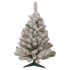 Northlight 3ft. Pre-Lit Heavily Flocked Madison Pine Medium Artificial Christmas Tree, Clear Lights