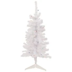 Northlight 3ft. Pre-Lit Woodbury White Pine Slim Artificial Christmas Tree, Multicolor Lights