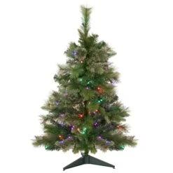 Northlight 3ft. Pre-Lit Kingston Cashmere Pine Full Artificial Christmas Tree, Multicolor LED Lights
