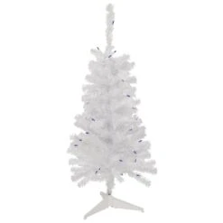 Northlight 3ft. Pre-Lit Woodbury White Pine Slim Artificial Christmas Tree, Blue Lights