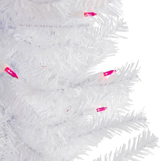 Northlight 3ft. Pre-Lit Woodbury White Pine Slim Artificial Christmas Tree, Pink Lights 5 Northlight 3ft. Pre-Lit Woodbury White Pine Slim Artificial Christmas Tree, Pink Lights - Image 3