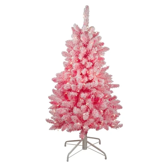 Northlight 4ft. Pre-Lit Flocked Pink Pine Artificial Christmas Tree, Clear Lights 4 Northlight 4ft. Pre-Lit Flocked Pink Pine Artificial Christmas Tree, Clear Lights - Image 2