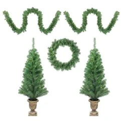Northlight 5-Piece Pre-Lit Winter Spruce Artificial Christmas Entryway Set, Clear Lights
