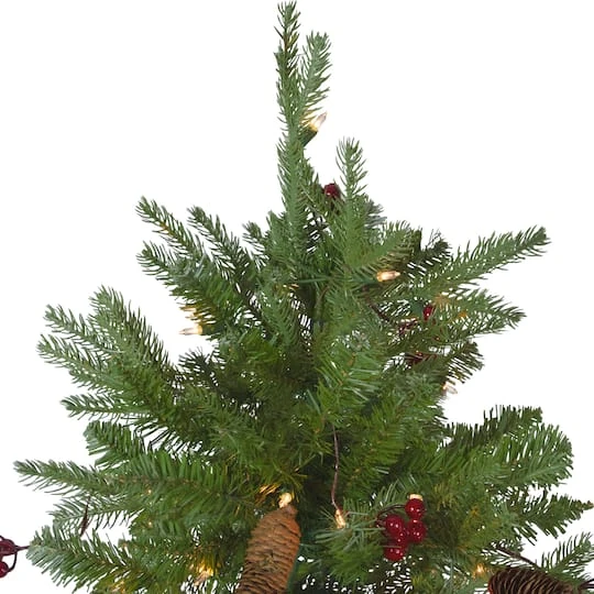 Northlight 6.5ft. Pre-Lit Real Touch™️ Mixed Winter Berry Pine Artificial Christmas Tree, Clear Lights 6 Northlight 6.5ft. Pre-Lit Real Touch™️ Mixed Winter Berry Pine Artificial Christmas Tree, Clear Lights - Image 4