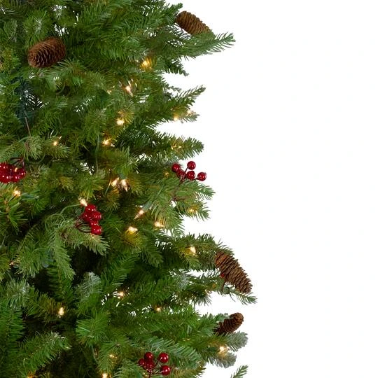 Northlight 6.5ft. Pre-Lit Real Touch™️ Mixed Winter Berry Pine Artificial Christmas Tree, Clear Lights 8 Northlight 6.5ft. Pre-Lit Real Touch™️ Mixed Winter Berry Pine Artificial Christmas Tree, Clear Lights - Image 6