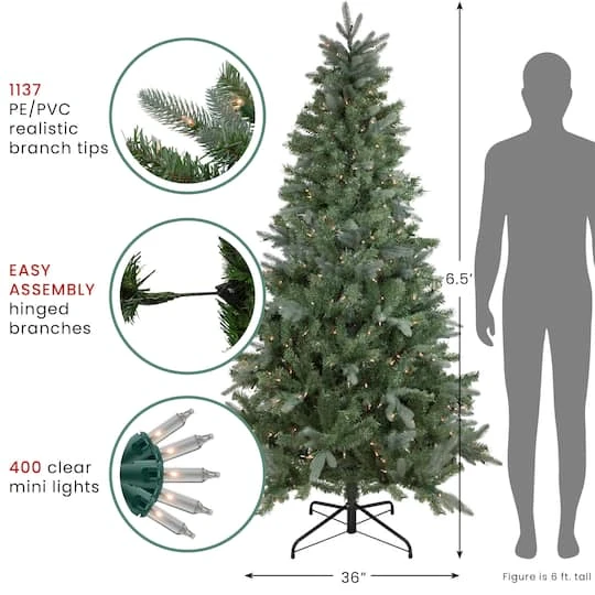 Northlight 6.5ft. Pre-Lit Granville Fraser Fir Slim Artificial Christmas Tree, Clear Lights 9 Northlight 6.5ft. Pre-Lit Granville Fraser Fir Slim Artificial Christmas Tree, Clear Lights - Image 7