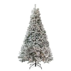 Northlight 7.5ft. Pre-Lit Heavily Flocked Pine Artificial Christmas Tree, Clear Lights