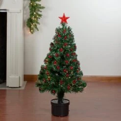 Northlight 3ft. Fiber Optic Color Changing Artificial Christmas Tree With Red Berries -Northlight Shop D810416S 2
