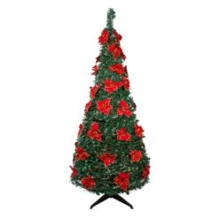 Northlight 6ft. Pre-Lit Pre-Decorated Poinsettia Pop-Up Artificial Christmas Tree -Northlight Shop D810449S 1 1