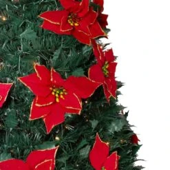 Northlight 6ft. Pre-Lit Pre-Decorated Poinsettia Pop-Up Artificial Christmas Tree -Northlight Shop D810449S 2