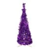 Northlight 4ft. Pre-Lit Purple Tinsel Pop-Up Artificial Christmas Tree, Clear Lights