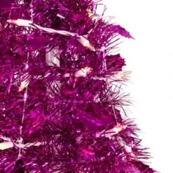 Northlight 6ft. Pre-Lit Pink Tinsel Pop-Up Artificial Christmas Tree, Clear Lights -Northlight Shop D810454S 3