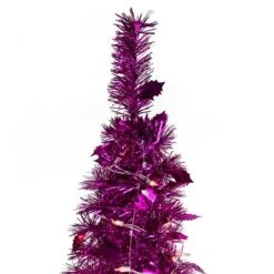 Northlight 6ft. Pre-Lit Pink Tinsel Pop-Up Artificial Christmas Tree, Clear Lights -Northlight Shop D810454S 5