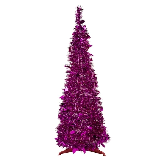 Northlight 6ft. Unlit Pink Tinsel Pop-Up Artificial Christmas Tree 3 Northlight 6ft. Unlit Pink Tinsel Pop-Up Artificial Christmas Tree