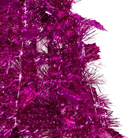 Northlight 6ft. Unlit Pink Tinsel Pop-Up Artificial Christmas Tree 6 Northlight 6ft. Unlit Pink Tinsel Pop-Up Artificial Christmas Tree - Image 4