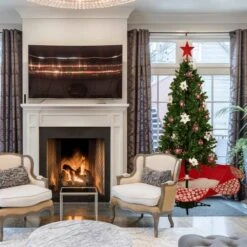 Northlight 6ft. Pre-Lit Green Musical Snowing Artificial Christmas Tree, White LED Lights -Northlight Shop D810483S 5