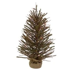 Northlight 2ft. Pre-Lit Medium Warsaw Twig Artificial Christmas Tree In Burlap Base, Clear Lights