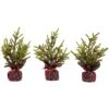 Northlight 9" Unlit Glittered Pine With Berries Artificial Christmas Tree Set -Northlight Shop D810558S 1