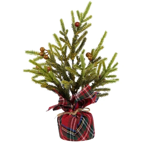 Northlight 9" Unlit Glittered Pine With Berries Artificial Christmas Tree Set 6 Northlight 9" Unlit Glittered Pine With Berries Artificial Christmas Tree Set - Image 4
