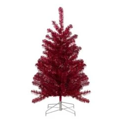Northlight 3ft. Unlit Metallic Crimson Tinsel Artificial Christmas Tree