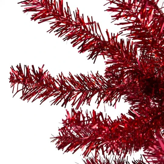 Northlight 6ft. Unlit Metallic Red Tinsel Artificial Christmas Tree 5 Northlight 6ft. Unlit Metallic Red Tinsel Artificial Christmas Tree - Image 3
