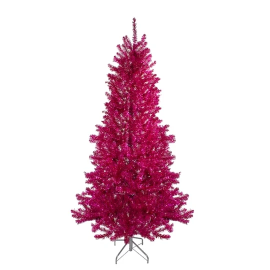 Northlight 9ft. Unlit Metallic Pink Tinsel Artificial Christmas Tree 4 Northlight 9ft. Unlit Metallic Pink Tinsel Artificial Christmas Tree - Image 2