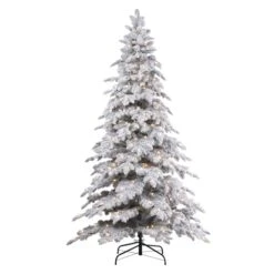7ft. Pre-Lit Holland Snow Fir Artificial Christmas Tree, Soft White T5 LED Lights 8 7ft. Pre-Lit Holland Snow Fir Artificial Christmas Tree, Soft White T5 LED Lights -Northlight Shop D810808S 1 1