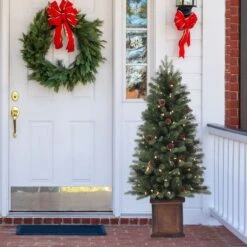 4.5ft. Pre-Lit Brookdale Fir Artificial Potted Christmas Tree, Color Changing T5 LED Lights -Northlight Shop D810813S 6