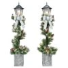 4ft. Pre-Lit Artificial Lamp Posts With Decorative Pot, 2ct. -Northlight Shop D810889S 1