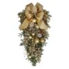28" Battery-Operated Pre-Lit Decorated Artificial Swag With Gold Bow -Northlight Shop D810891S 1