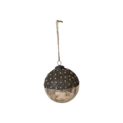 Hello Honey® 5" Starry Bronze & Dipped Silver Mercury Glass Ball Ornament