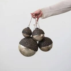 Hello Honey® 5" Starry Bronze & Dipped Silver Mercury Glass Ball Ornament 8 Hello Honey® 5" Starry Bronze & Dipped Silver Mercury Glass Ball Ornament -Northlight Shop D811463S 2
