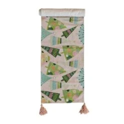 Hello Honey® 72" Green & Blue Hand-Embroidered Christmas Tree Runner 9 Hello Honey® 72" Green & Blue Hand-Embroidered Christmas Tree Runner -Northlight Shop D820741S 3