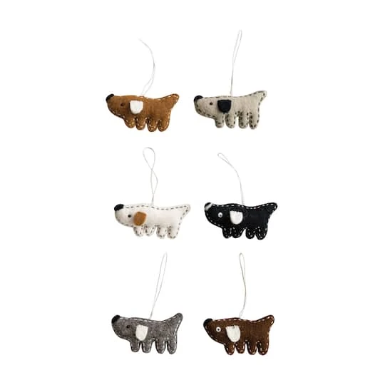 Hello Honey® 6 Pack 4" Stitched Dog Wool Felt Ornaments 3 Hello Honey® 6 Pack 4" Stitched Dog Wool Felt Ornaments