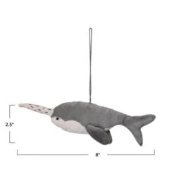 Hello Honey® 8" Gray Velvet Narwhal Ornament 9 Hello Honey® 8" Gray Velvet Narwhal Ornament -Northlight Shop D820967S 3
