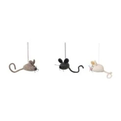 Hello Honey® Handmade Wool Felt Mouse Ornament Set -Northlight Shop D820985S 2