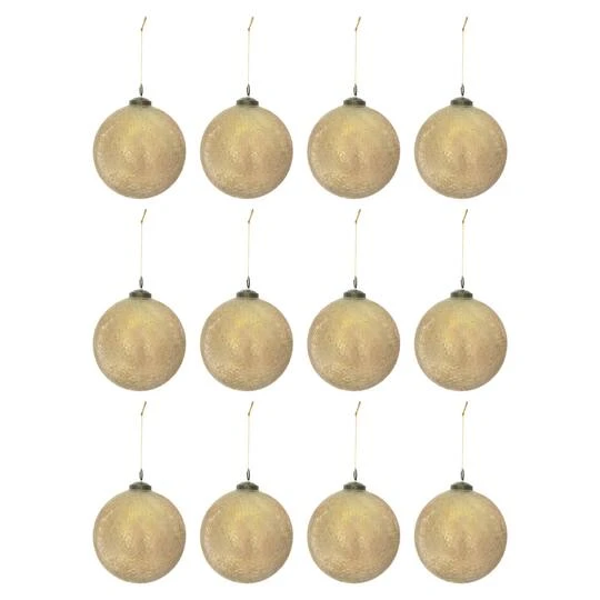 Hello Honey® 12 Pack 4" Gold Glass Seeded Ball Ornaments 4 Hello Honey® 12 Pack 4" Gold Glass Seeded Ball Ornaments - Image 2