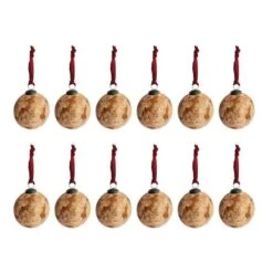 Hello Honey® 12 Pack 4" Frosted Berry Glass Ball Ornaments With Burgundy Velvet Ribbon